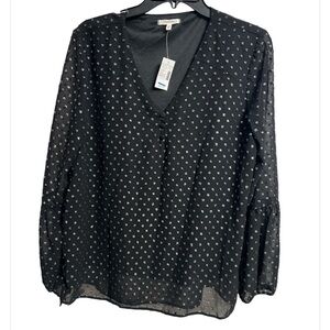 Maurice’s Swiss Dot Lantern Sleeves Blouse size Medium NWT
